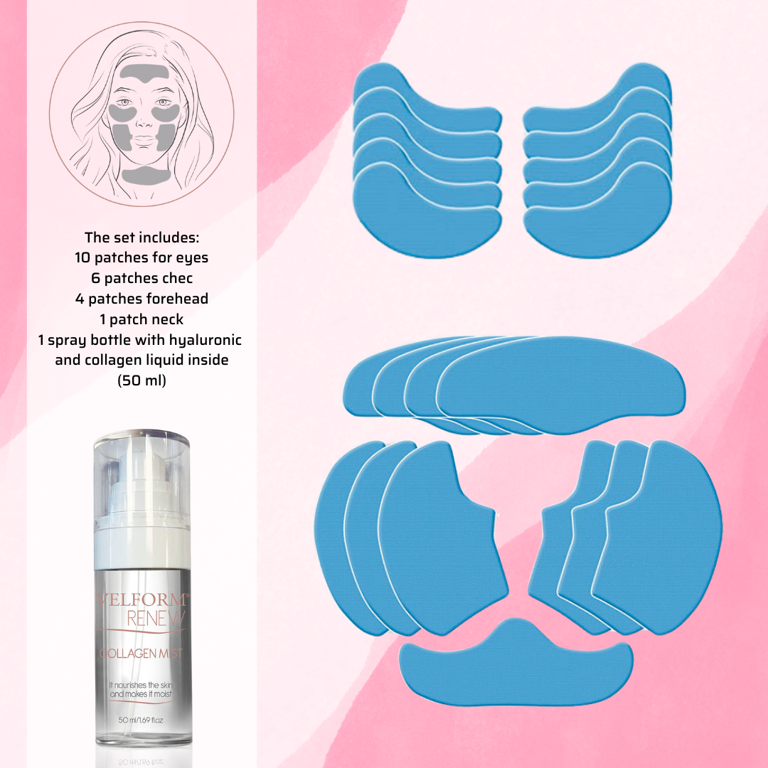 Parches solubles colágeno y ácido hialurónico para el rostro
